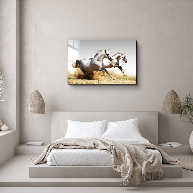 ・"Running Horses"・Glass Wall Art | Artdesigna Glass Printing Wall Arts.