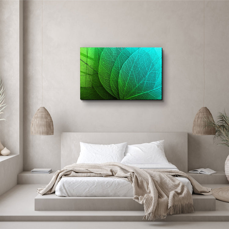 ・"Green Leaf 2"・Glass Wall Art | Artdesigna Glass Printing Wall Arts.