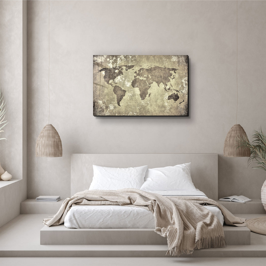 ・"World Map"・Glass Wall Art | Artdesigna Glass Printing Wall Arts.