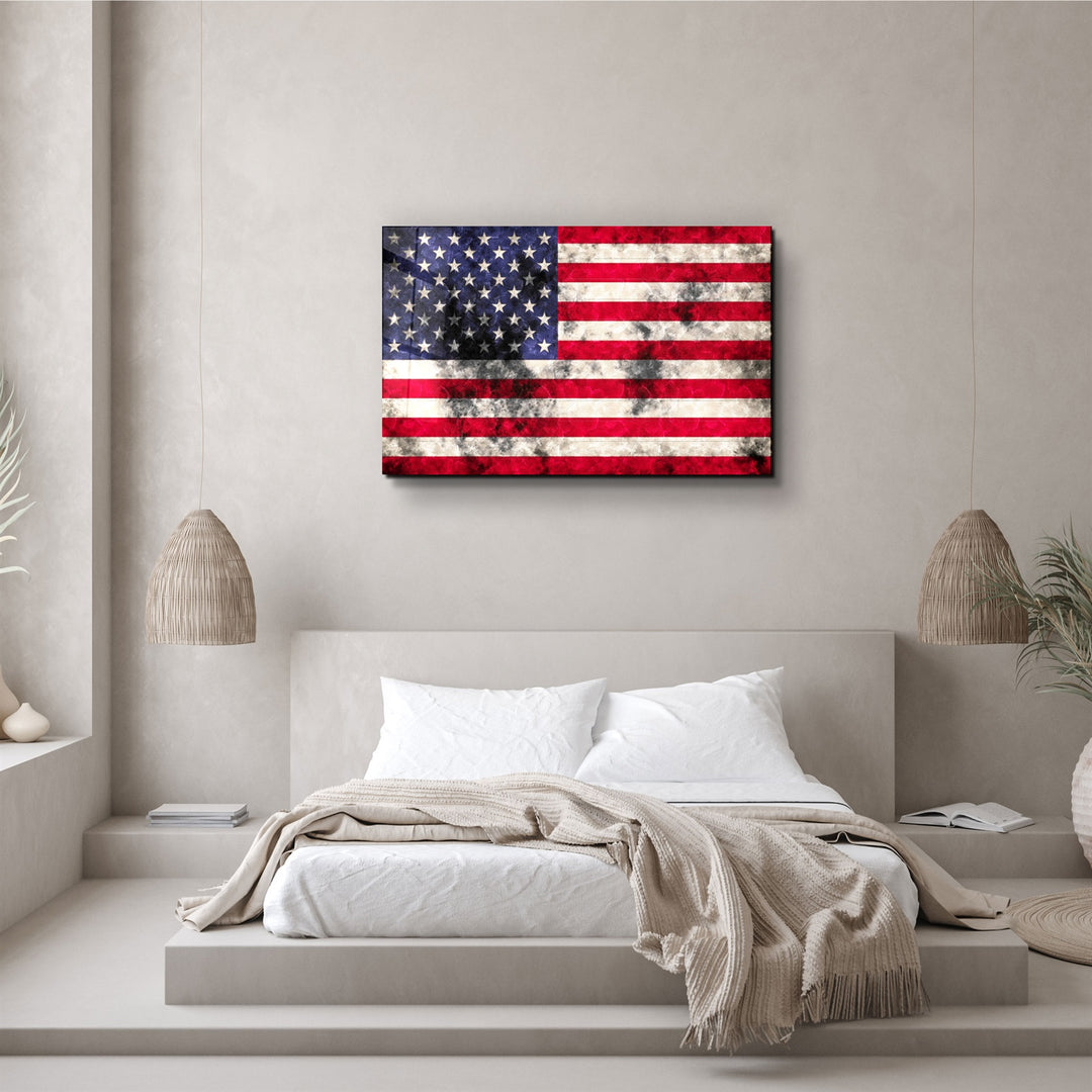 ・"Flag of the U.S."・Glass Wall Art | Artdesigna Glass Printing Wall Arts.