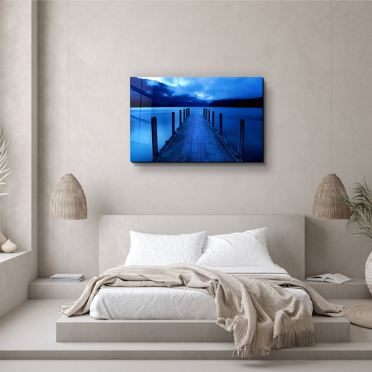 ・"Blue Dock"・Glass Wall Art | Artdesigna Glass Printing Wall Arts.