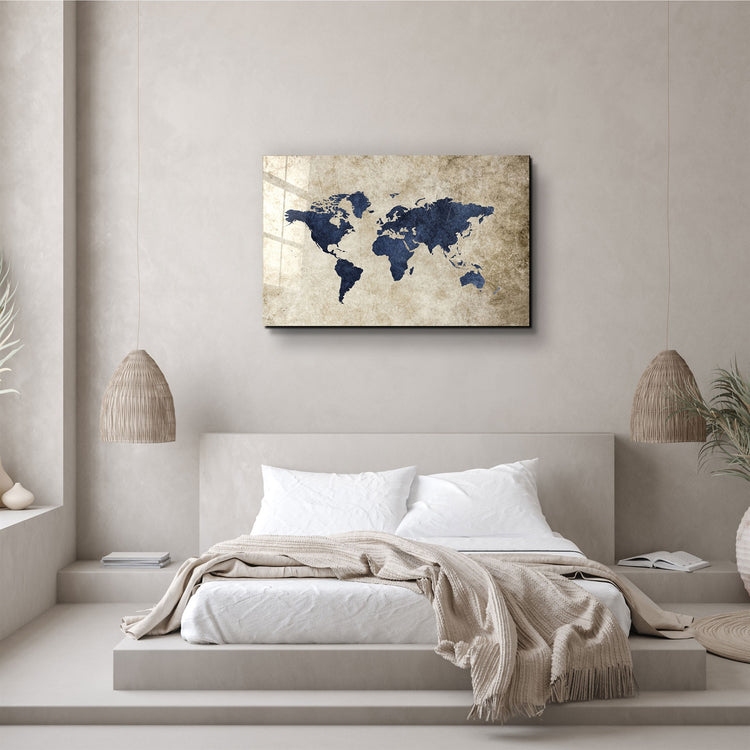 ・"World Map"・Glass Wall Art | Artdesigna Glass Printing Wall Arts.