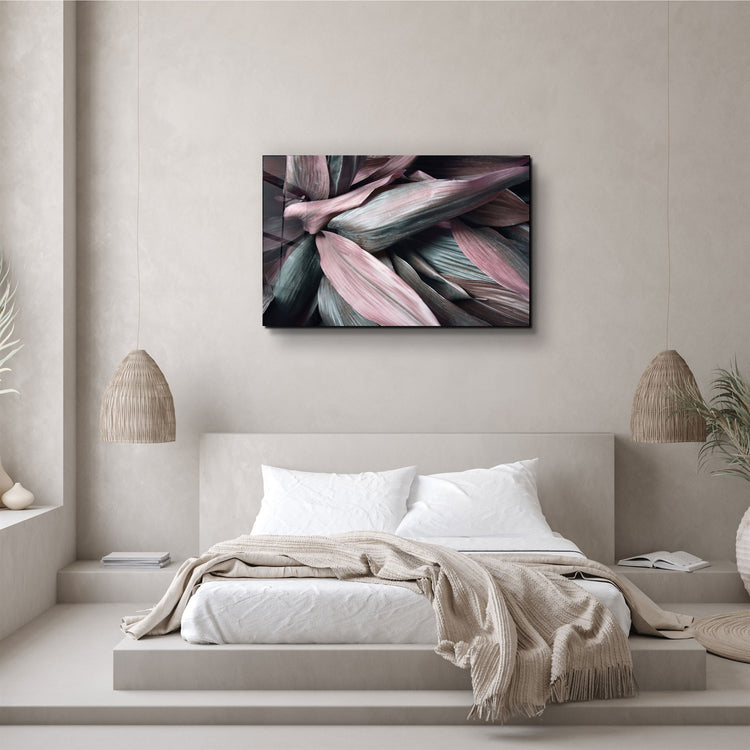 ・"Pink Leaves V2"・Glass Wall Art | Artdesigna Glass Printing Wall Arts.