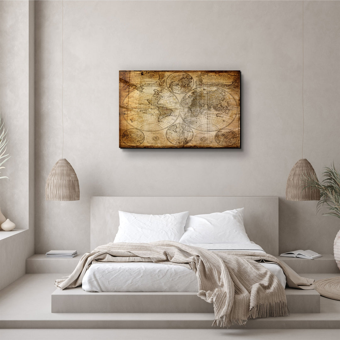 ・"The Old Map"・Glass Wall Art | Artdesigna Glass Printing Wall Arts.