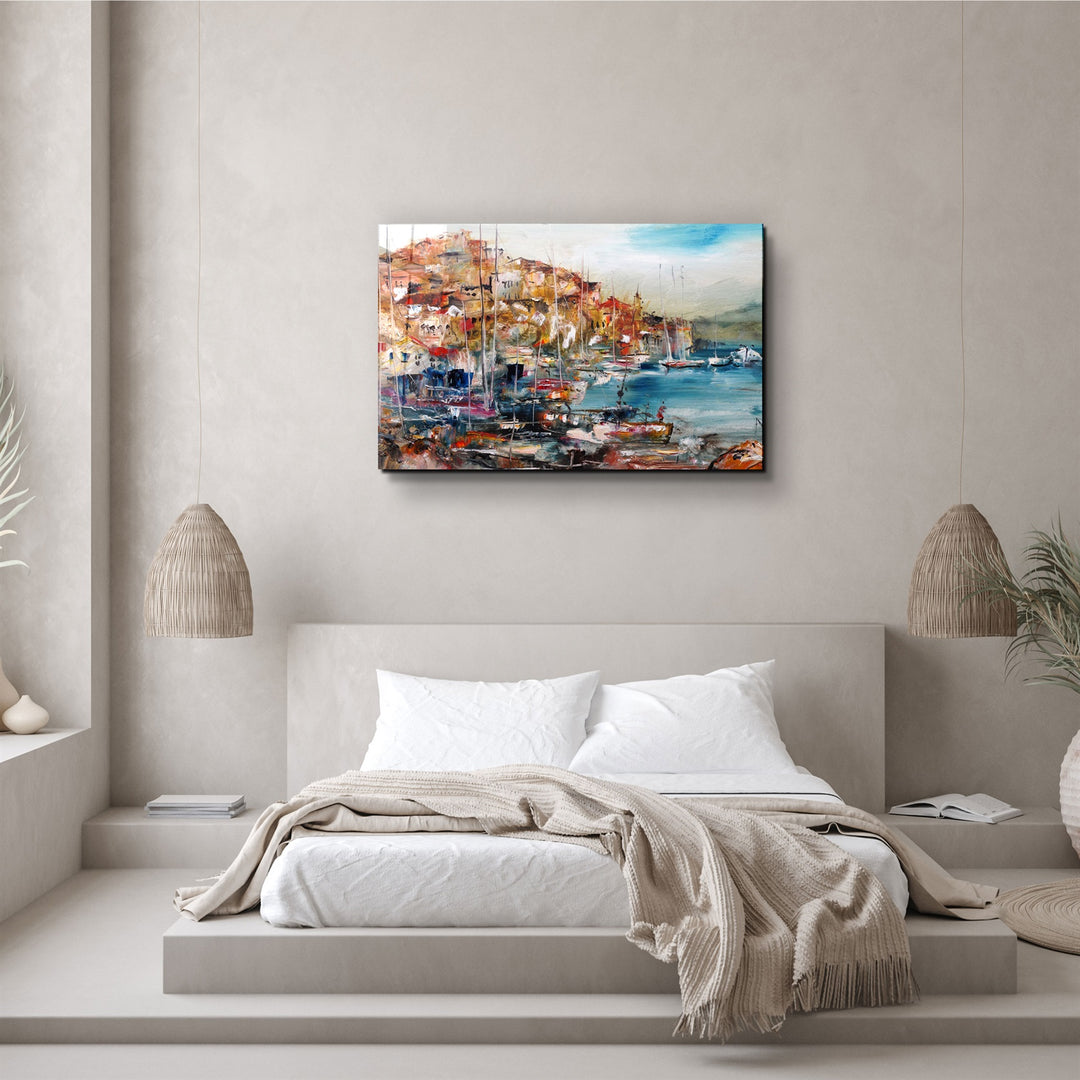 ・"Coastal Town"・Glass Wall Art | Artdesigna Glass Printing Wall Arts.