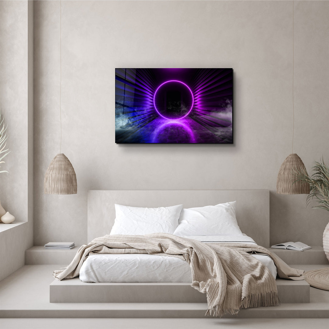 ・"Neon Circle"・Glass Wall Art | Artdesigna Glass Printing Wall Arts.