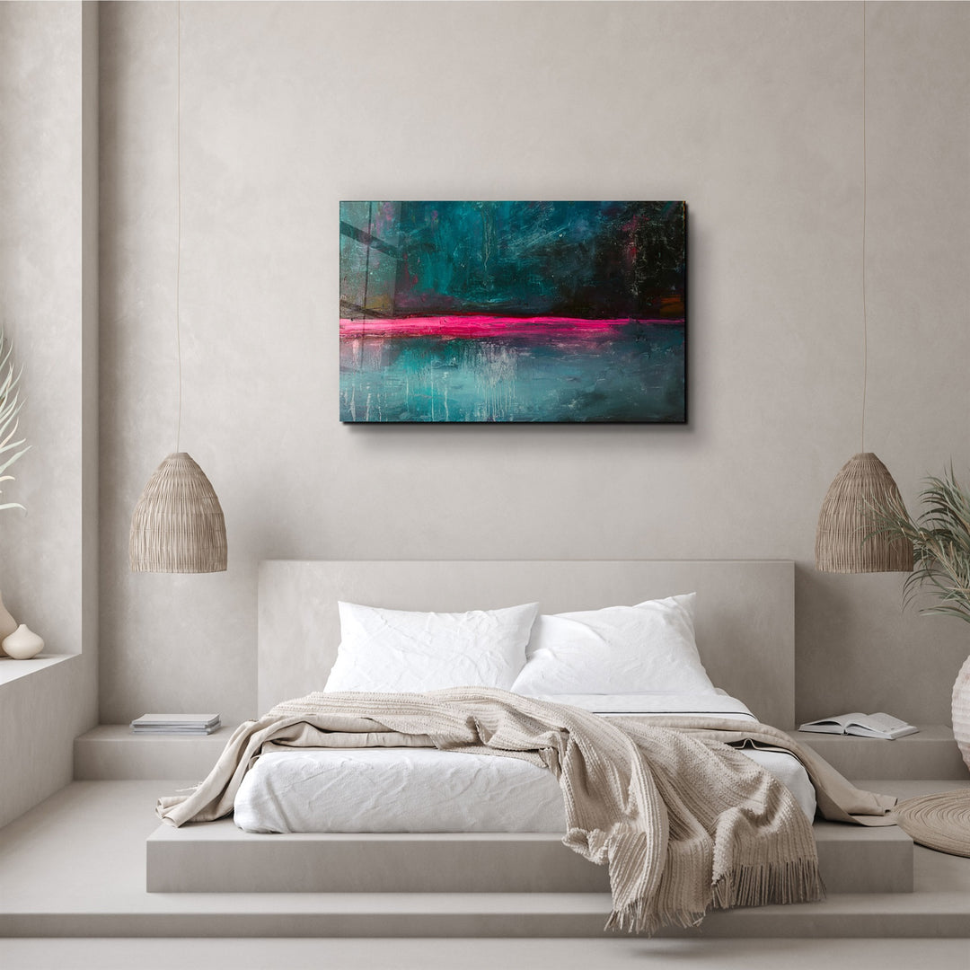 ・"Pink Horizon Abstract"・Glass Wall Art | Artdesigna Glass Printing Wall Arts.