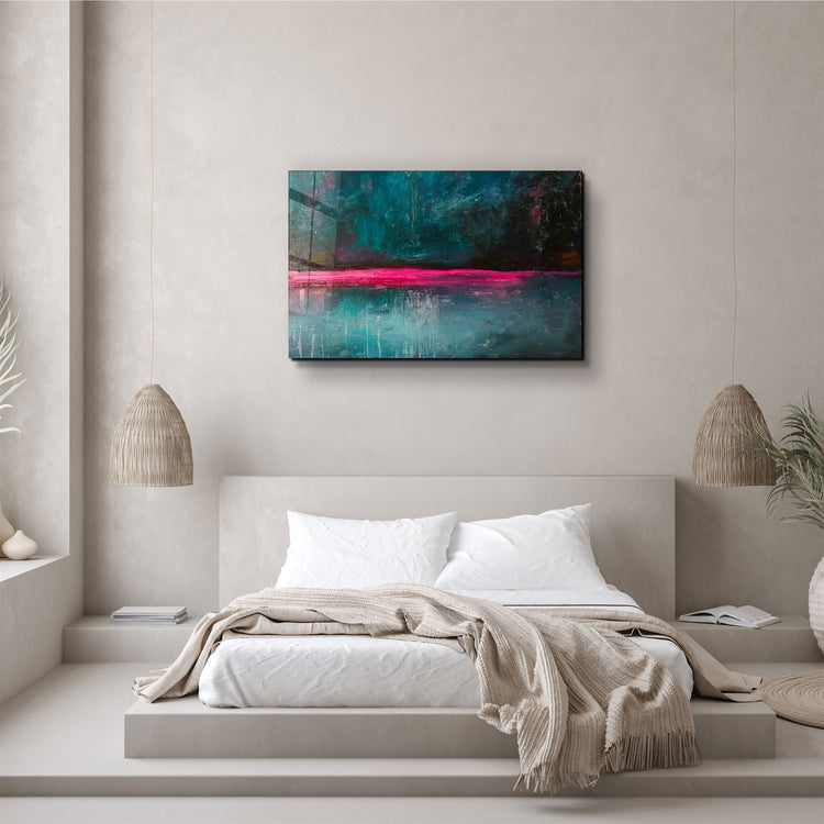 ・"Pink Horizon Abstract"・Glass Wall Art | Artdesigna Glass Printing Wall Arts.