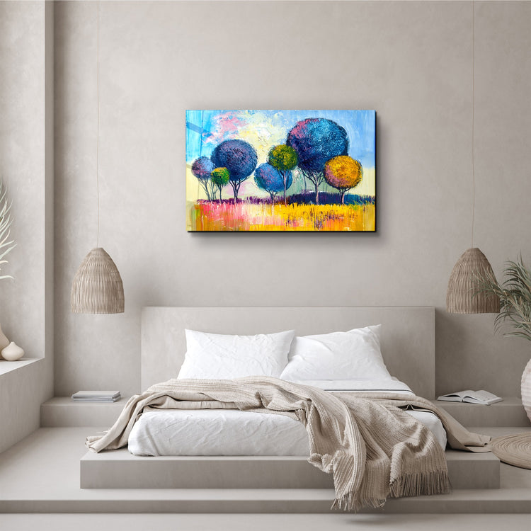 ・"Pompom Trees"・Glass Wall Art | Artdesigna Glass Printing Wall Arts.