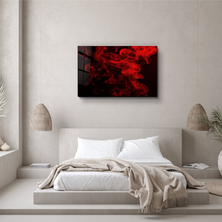 ・"Red Smoke2"・Glass Wall Art | Artdesigna Glass Printing Wall Arts.