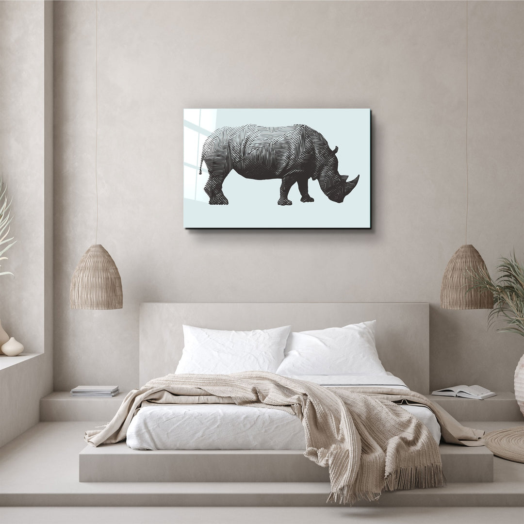 ・"Rhino"・Glass Wall Art | Artdesigna Glass Printing Wall Arts.