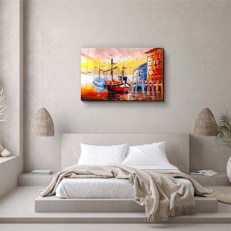 ・"The Boat Painting"・Glass Wall Art | Artdesigna Glass Printing Wall Arts.