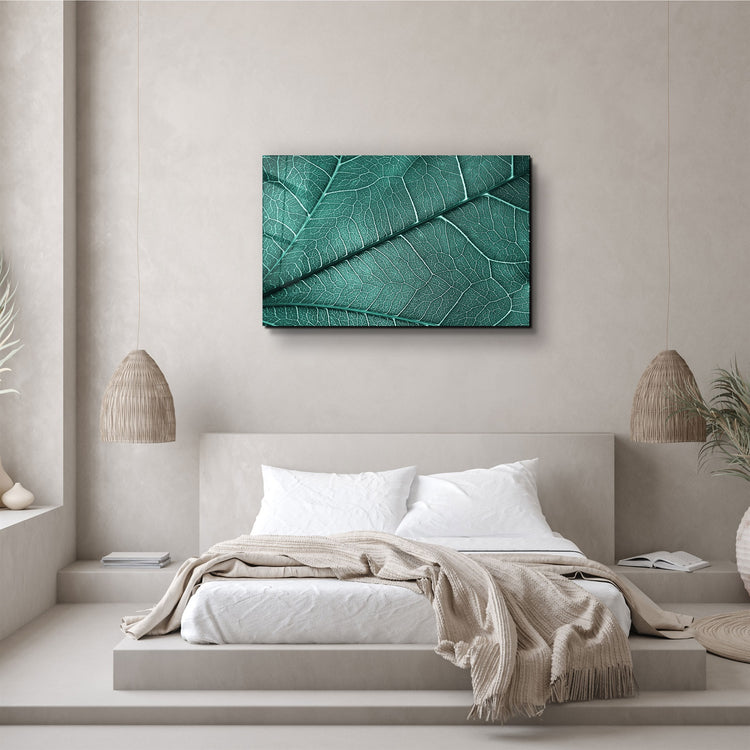 ・"Green Leaf 4"・Glass Wall Art | Artdesigna Glass Printing Wall Arts.