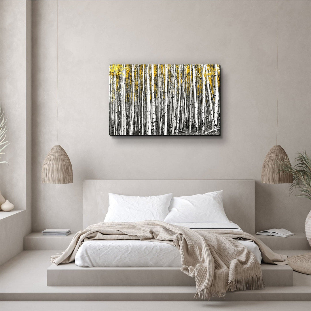 ・"Abstract White Trees"・Glass Wall Art | Artdesigna Glass Printing Wall Arts.