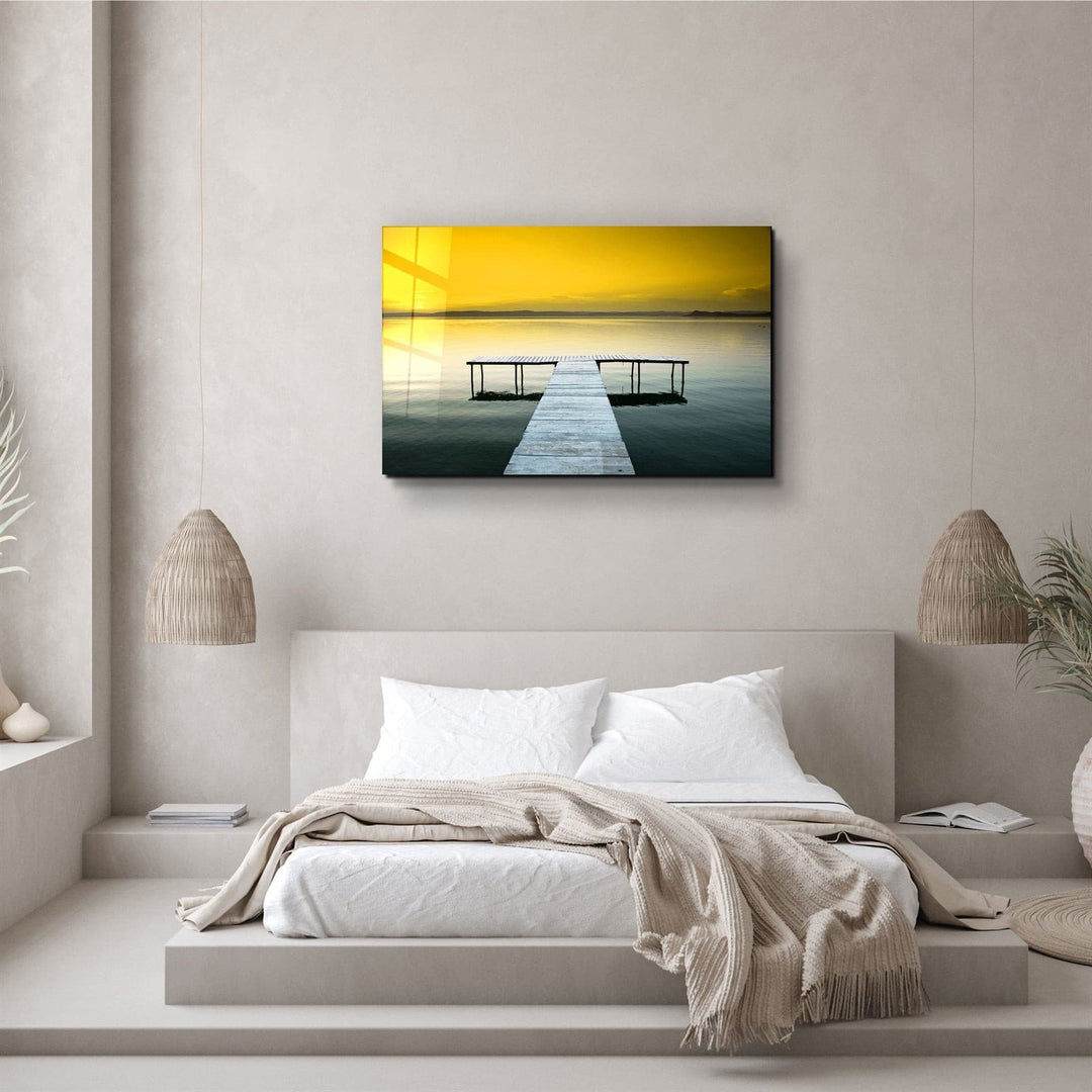 ・"Sunset on the Pier"・Glass Wall Art | Artdesigna Glass Printing Wall Arts.