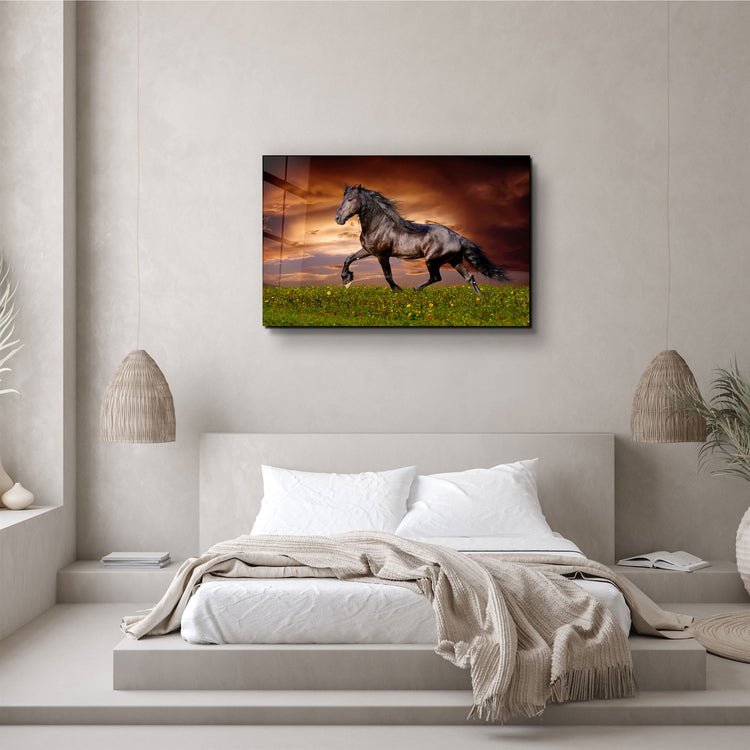 ・"Horse in the Wind"・Glass Wall Art | Artdesigna Glass Printing Wall Arts.