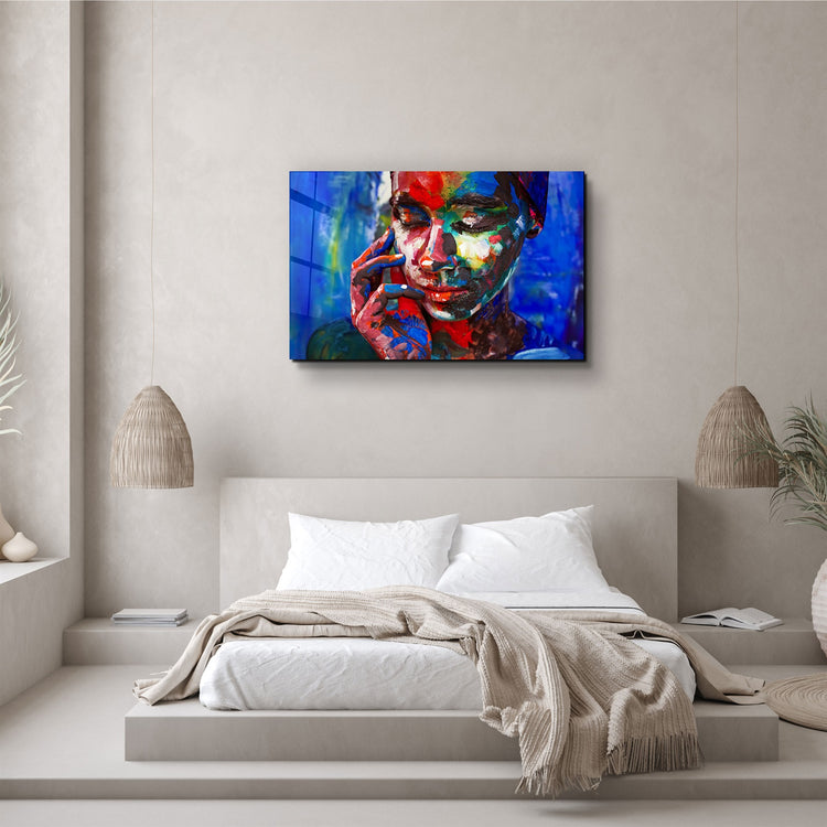 ・"Abstract Colors Woman Portrait"・Glass Wall Art | Artdesigna Glass Printing Wall Arts.