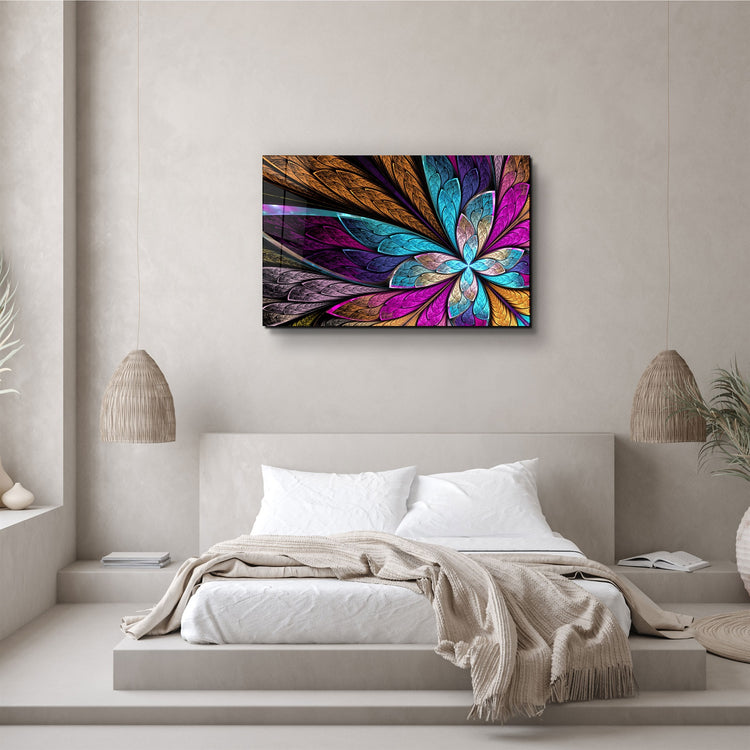 ・"Neon Colored Leaves"・Glass Wall Art | Artdesigna Glass Printing Wall Arts.