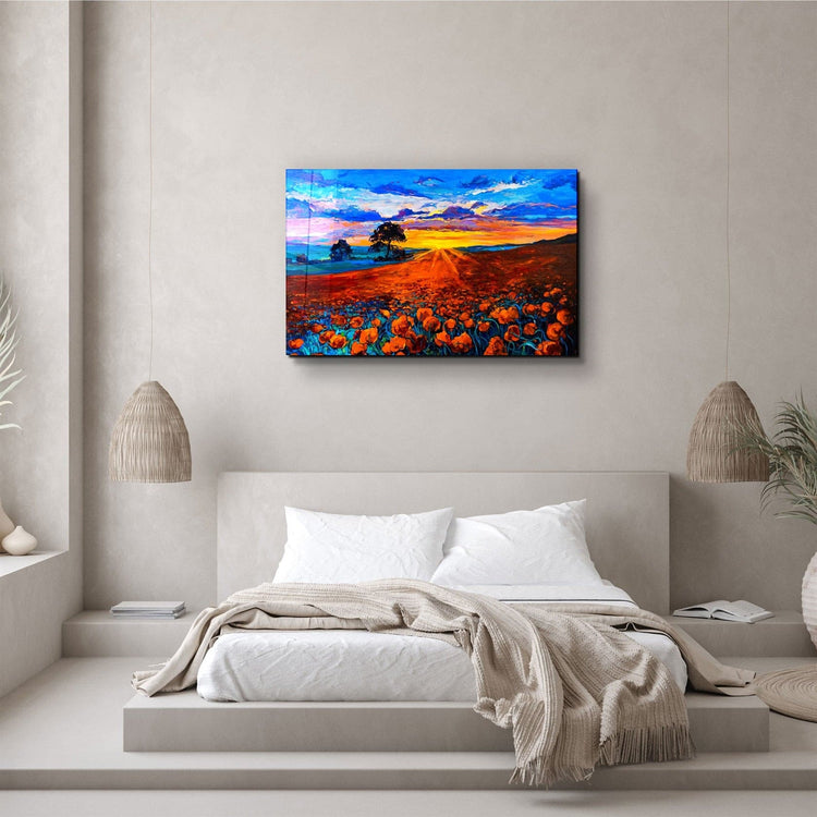 ・"Oil Sunset"・Glass Wall Art | Artdesigna Glass Printing Wall Arts.