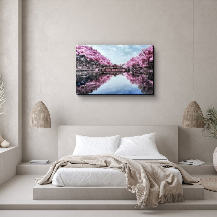 ・"Pink Trees Reflection"・Glass Wall Art | Artdesigna Glass Printing Wall Arts.