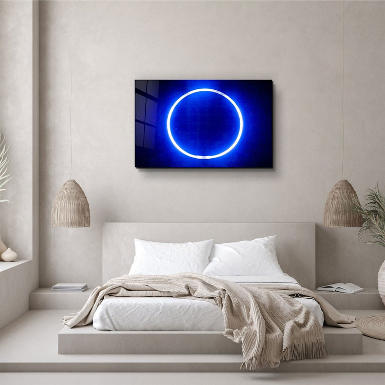 ・"Blue Circle Light"・Glass Wall Art | Artdesigna Glass Printing Wall Arts.