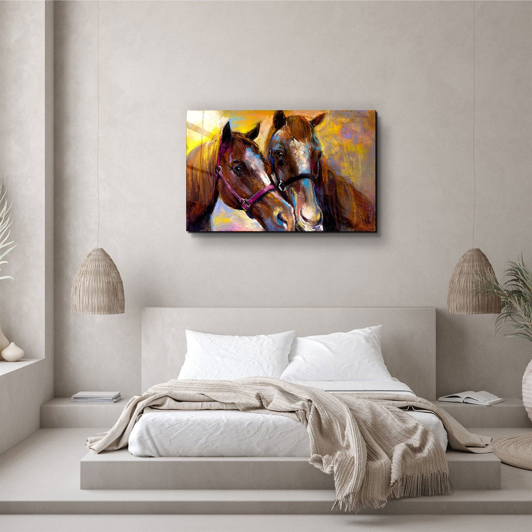 ・"Horse Love V2"・Glass Wall Art | Artdesigna Glass Printing Wall Arts.