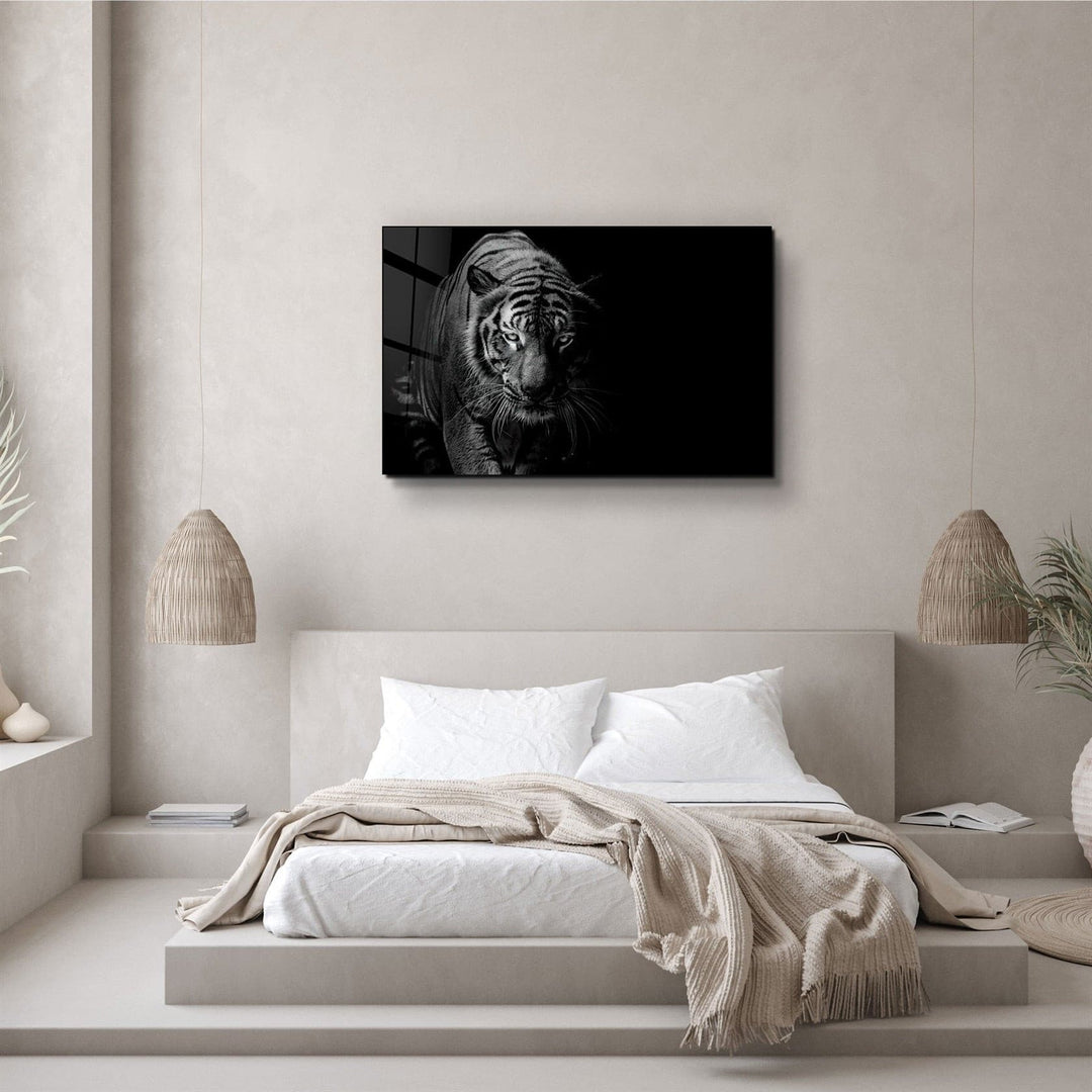 ・"Tiger in the Black"・Glass Wall Art | Artdesigna Glass Printing Wall Arts.