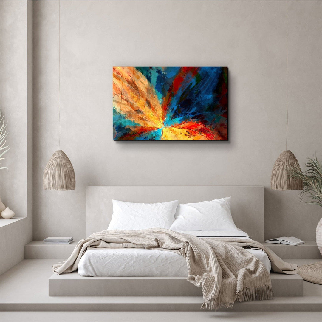 ・"Abstract Colorful Leaves"・Glass Wall Art | Artdesigna Glass Printing Wall Arts.