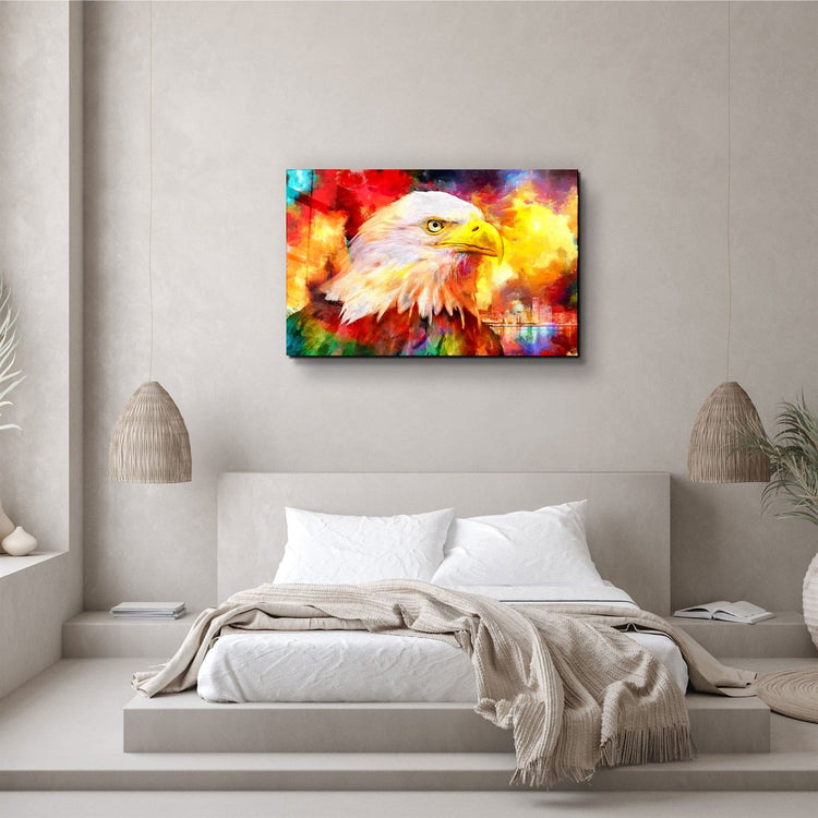 ・"Abstract Colorful Eagle"・Glass Wall Art | Artdesigna Glass Printing Wall Arts.