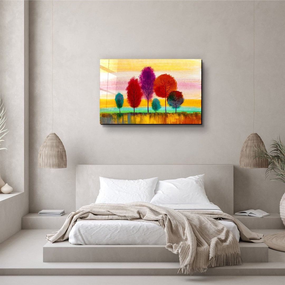 ・"Abstract Colorful Trees"・Glass Wall Art | Artdesigna Glass Printing Wall Arts.