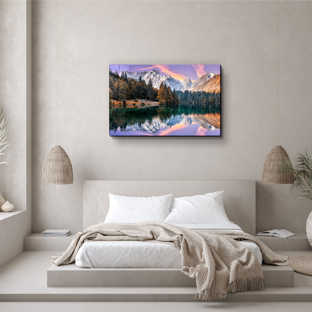 ・"Lake and Mountain Landscape 2"・Glass Wall Art | Artdesigna Glass Printing Wall Arts.