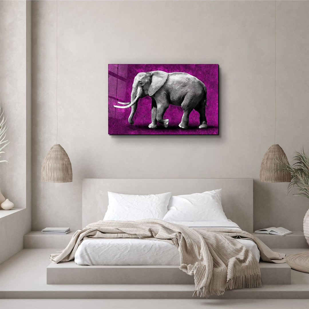 ・"Elephant Purple"・Glass Wall Art | Artdesigna Glass Printing Wall Arts.