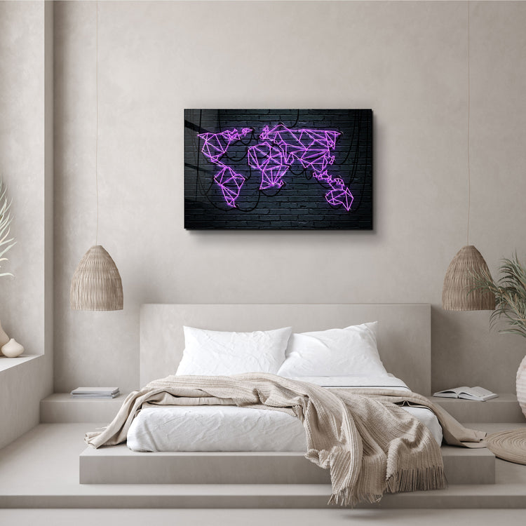 ・"World Map"・Glass Wall Art | Artdesigna Glass Printing Wall Arts.