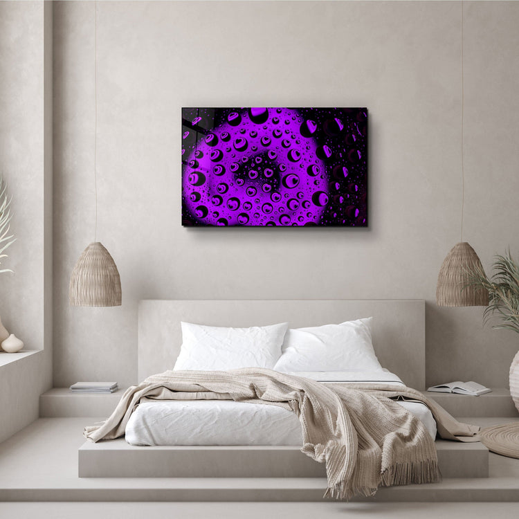 ・"Water Drops - Purple Heart"・Glass Wall Art | Artdesigna Glass Printing Wall Arts.