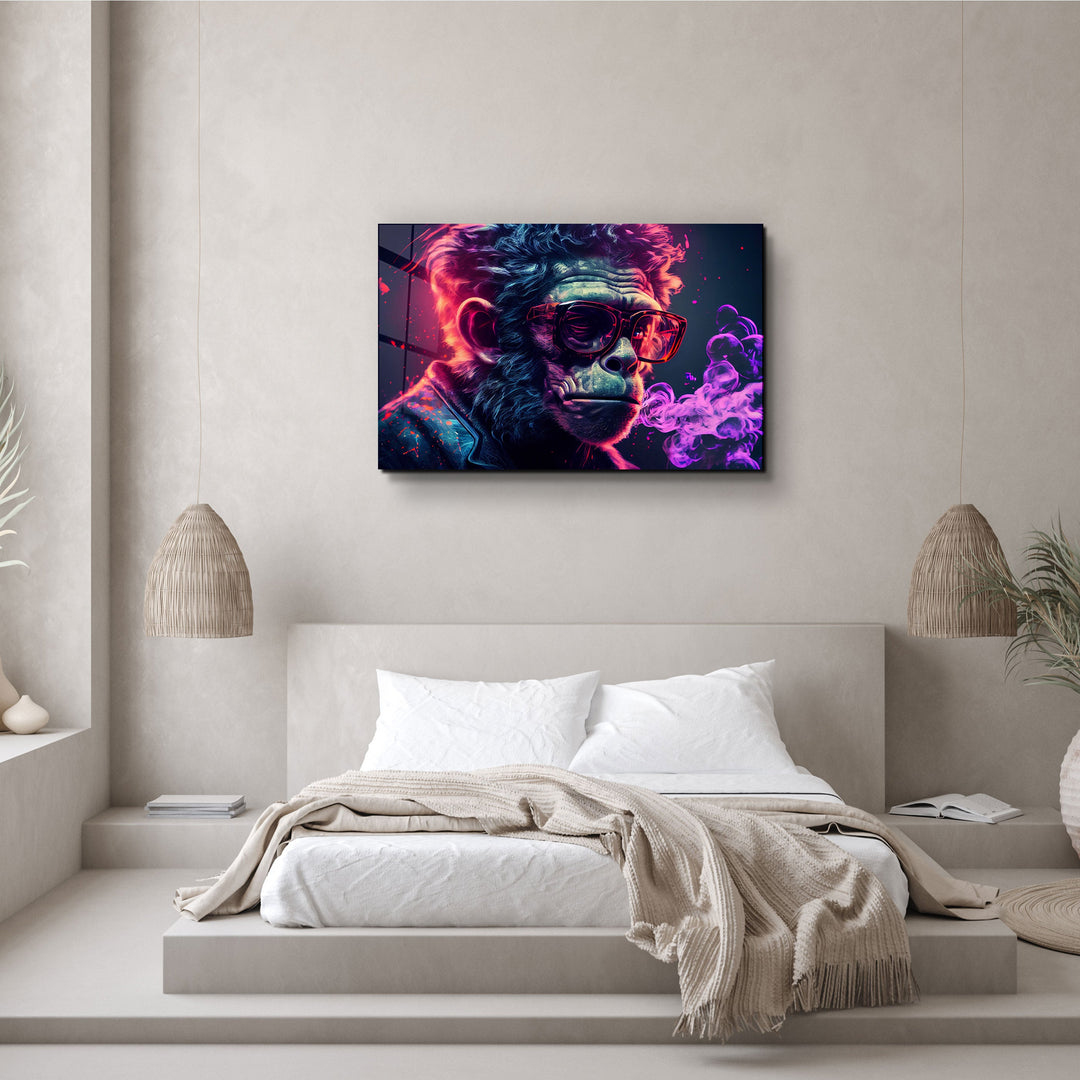 ・"Mr. Monkey - Cyberpunk"・Designer's Collection Glass Wall Art