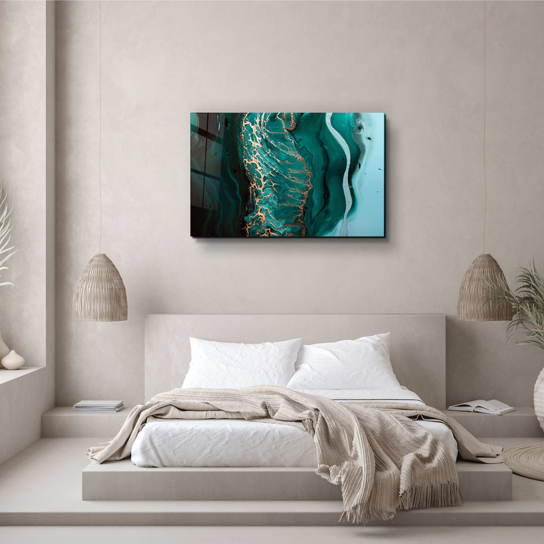 ・"Marble Collection H26 - Ocean"・Glass Wall Art