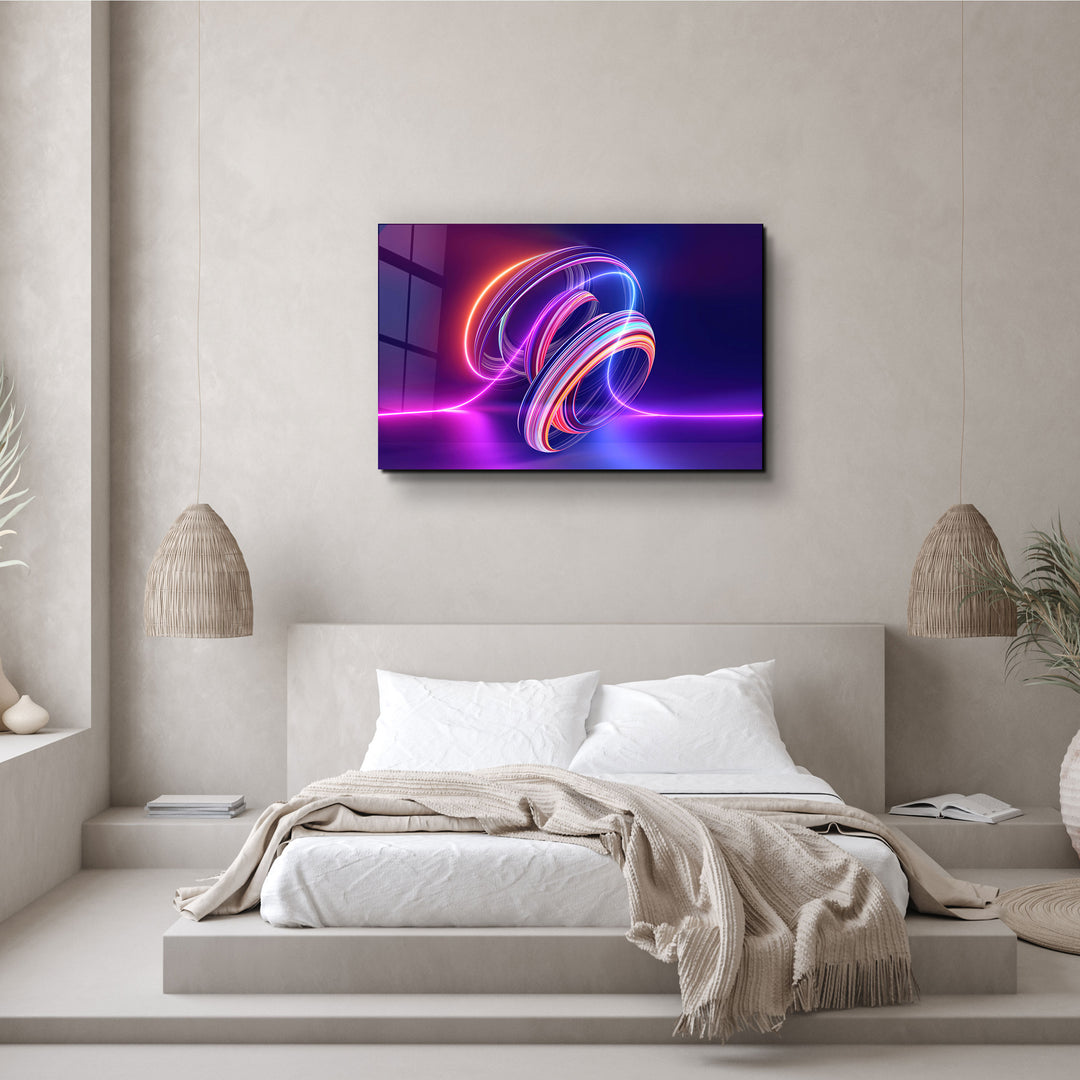 ・"Neon Lines"・Glass Wall Art