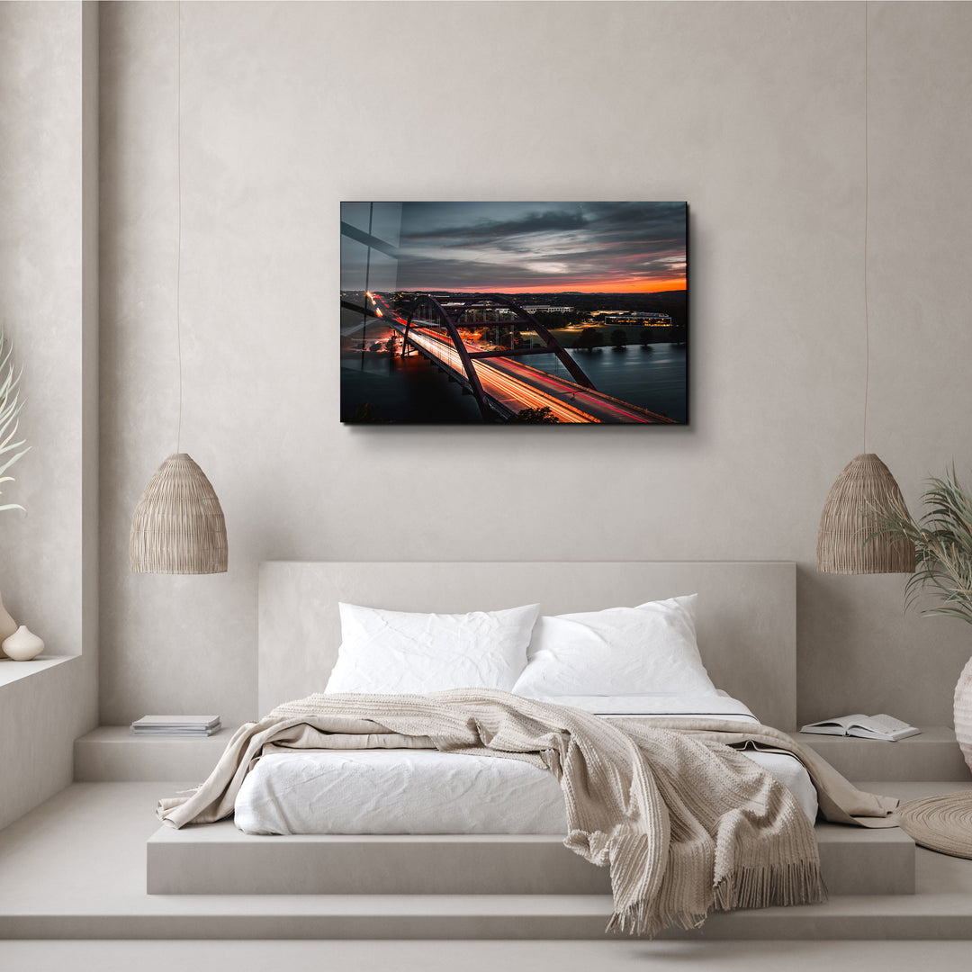 ・"Texas -Bridge Skyline"・Glass Wall Art