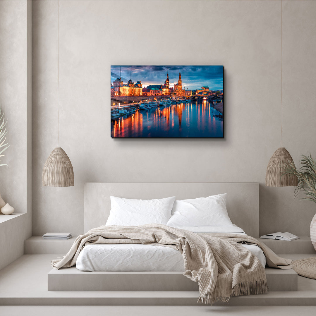 ・"Elbe river in Dresden, Saxony, Germany, Europe"・Glass Wall Art