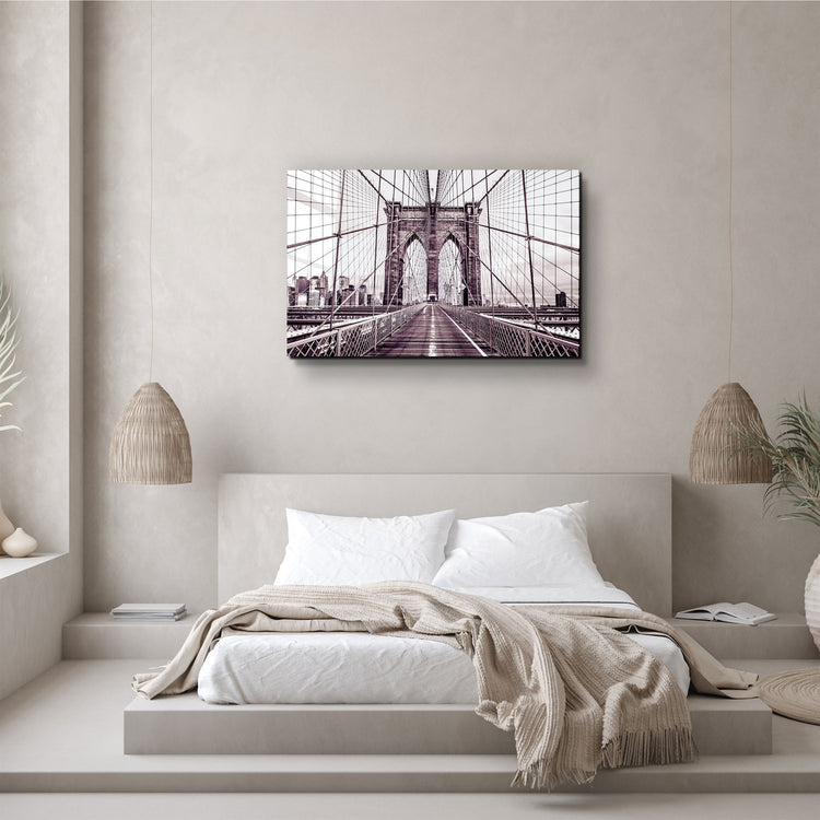 ・"Brooklyn Bridge Retro Bronze"・Glass Wall Art | Artdesigna Glass Printing Wall Arts.