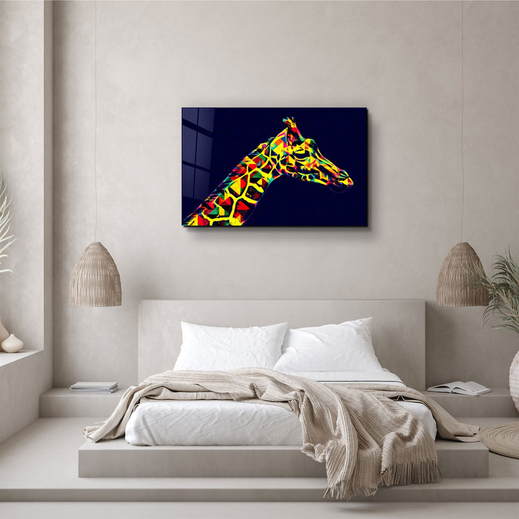 ・"Colormix Giraffe"・Glass Wall Art | Artdesigna Glass Printing Wall Arts.