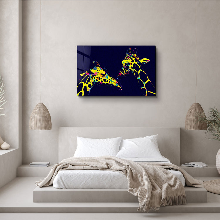 ・"Colormix Giraffes"・Glass Wall Art | Artdesigna Glass Printing Wall Arts.