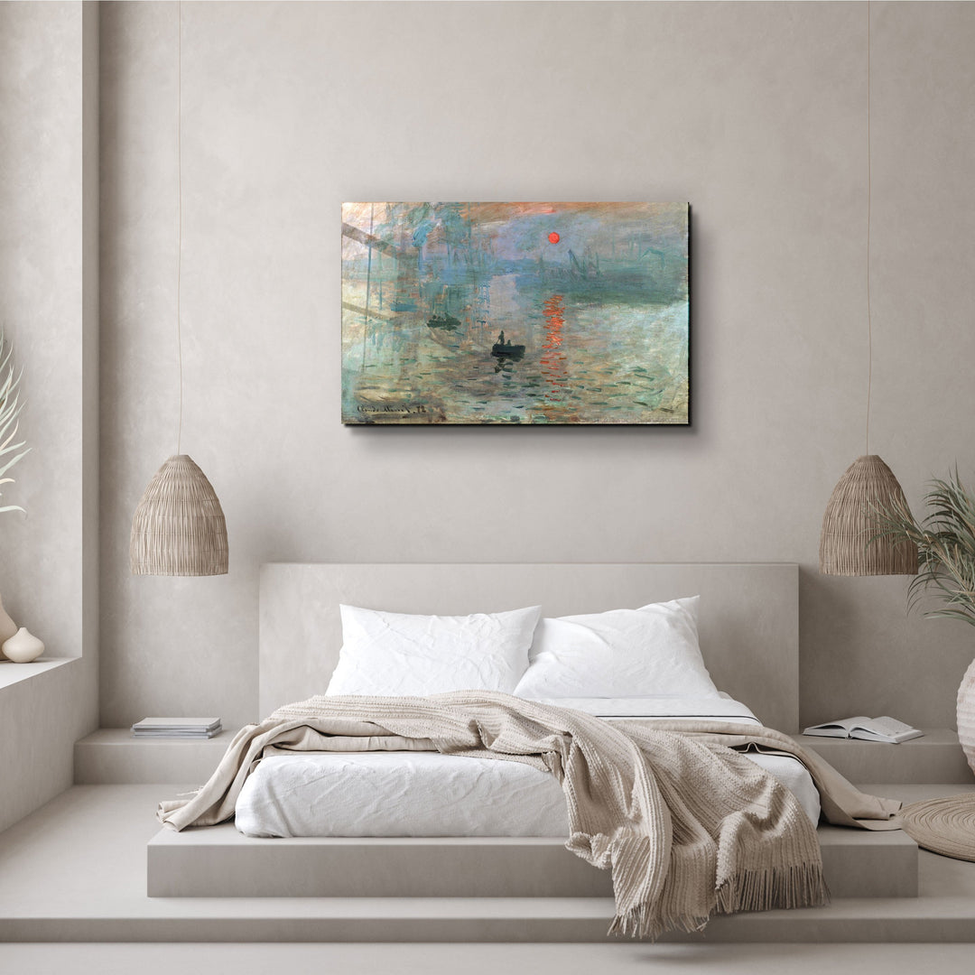 ・"Claude Monet's Impression, Sunrise (1872)"・Glass Wall Art | Artdesigna Glass Printing Wall Arts.