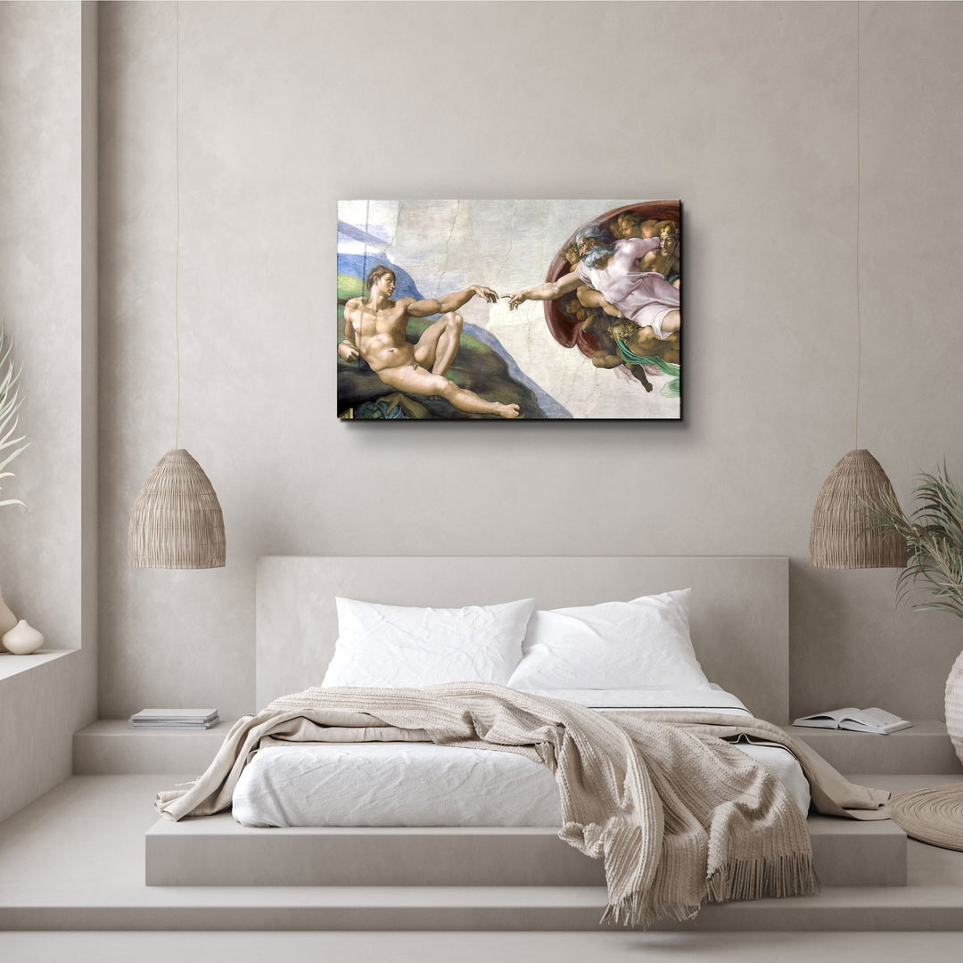 ・"Michelangelo - The Creation of Adam"・Glass Wall Art | Artdesigna Glass Printing Wall Arts.