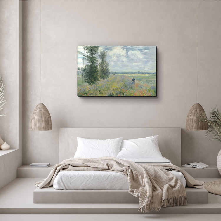 ・"Poppy Fields near Argenteuil (1875) by Claude Monet"・Glass Wall Art | Artdesigna Glass Printing Wall Arts.