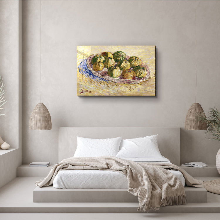 ・"Vincent van Gogh's Still Life, Basket of Apples (1887)"・Glass Wall Art | Artdesigna Glass Printing Wall Arts.