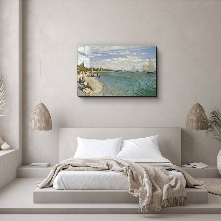 ・"Regatta at Sainte-Adresse (1867) by Claude Monet"・Glass Wall Art | Artdesigna Glass Printing Wall Arts.