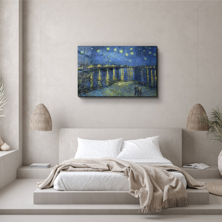 ・"Vincent van Gogh's Stary Night Over the Rhone (1888)"・Glass Wall Art | Artdesigna Glass Printing Wall Arts.