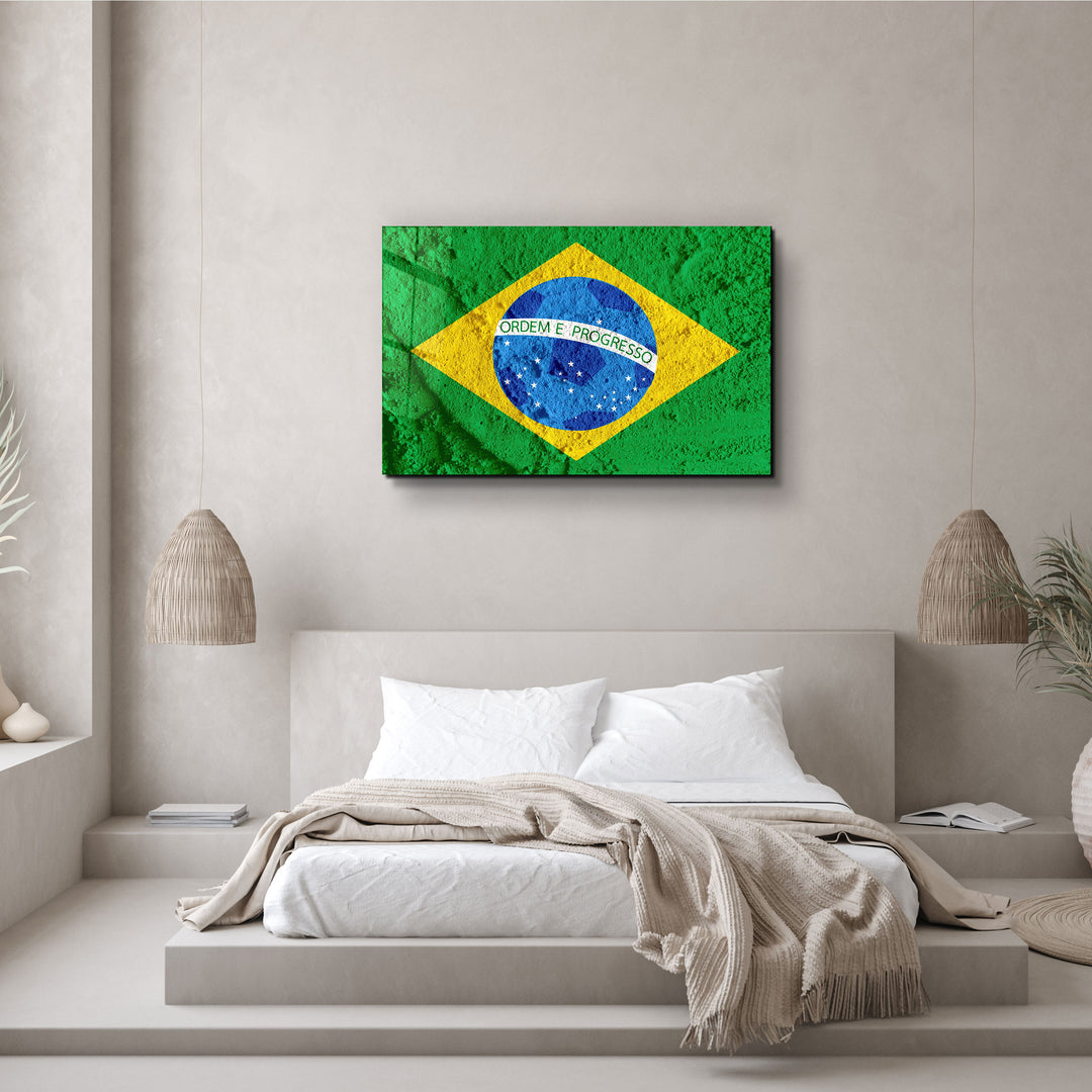 ・"Flag Of Brazil"・Glass Wall Art | Artdesigna Glass Printing Wall Arts.