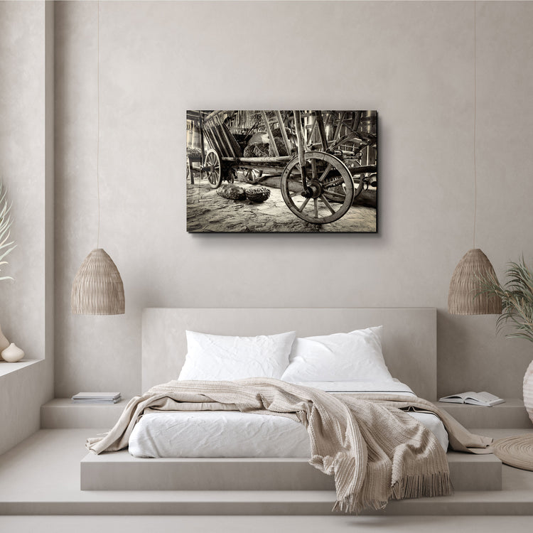 ・"Old Wheel Cart"・Glass Wall Art | Artdesigna Glass Printing Wall Arts.